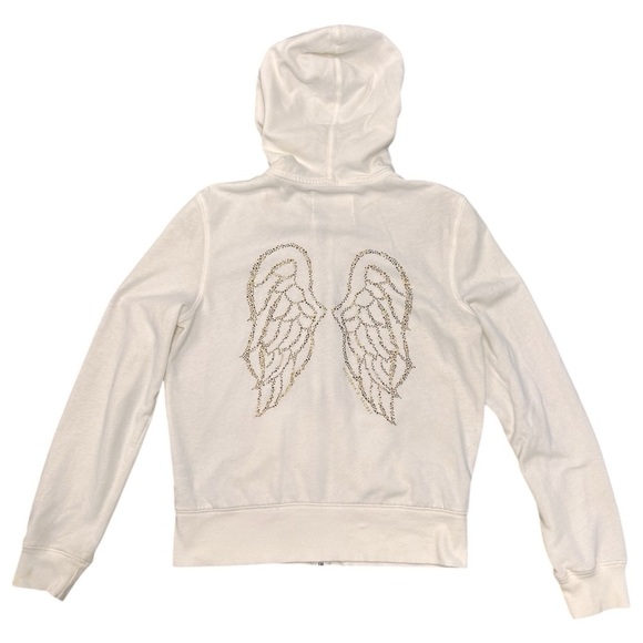 Vintage Y2K Victoria's Secret 2pc Ivory Tracksuit Angel Wings Rhinestones Size L - Picture 4 of 16